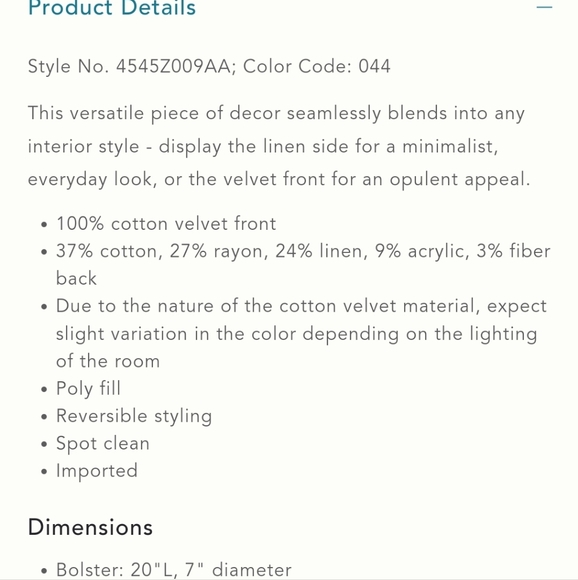 Anthropologie Velvet Trova Bolster Pillow - plum - Picture 5 of 14